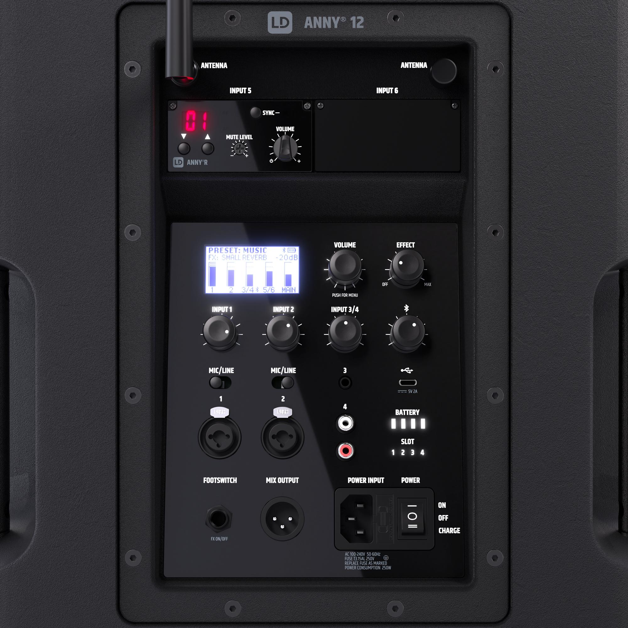 LD Systems ANNY 12 BPH B8 Rear Controls