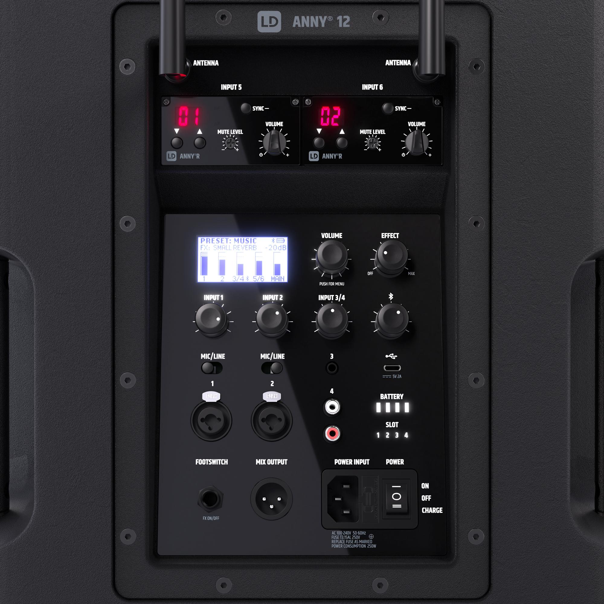 LD Systems ANNY 12 BPH2 B8 Rear Controls