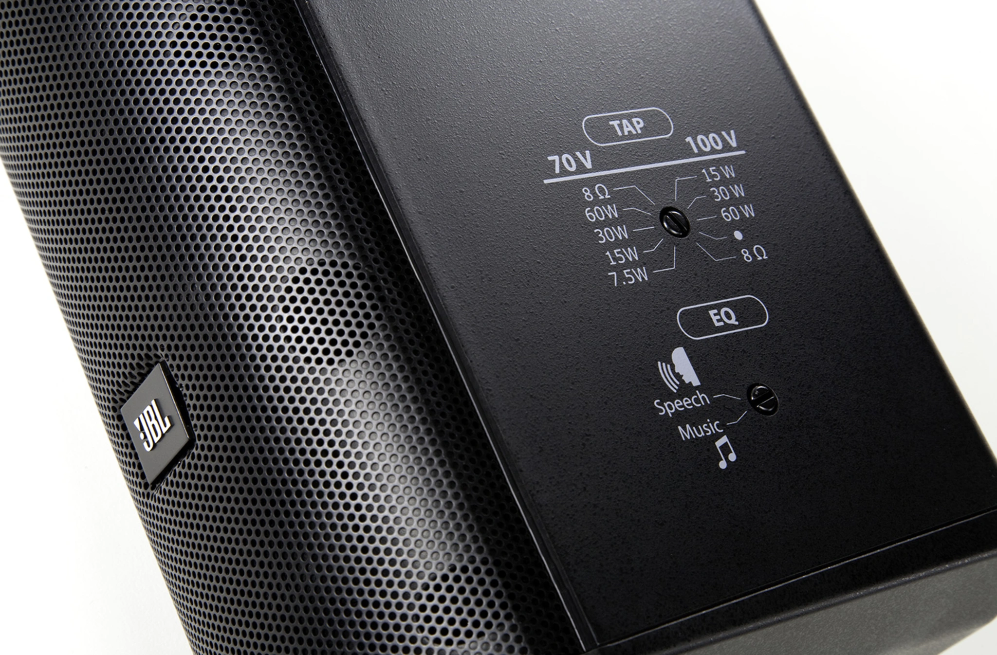 JBL CBT 50LA-1 Line Array Column Loudspeaker, Black. Tapping Selector Close-Up.