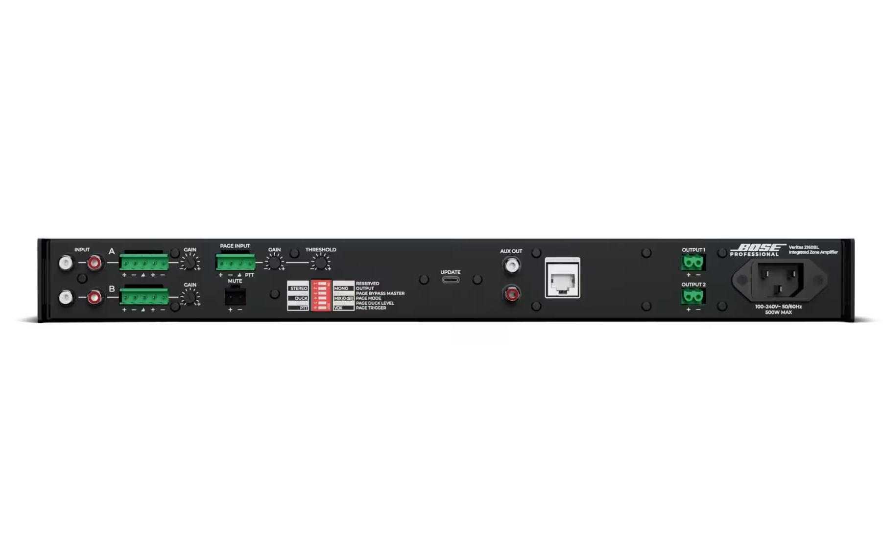 Bose Professional VERITAS 2160BL Class-D, 2 zone smart mixer DSP amplifier with Bluetooth, rear