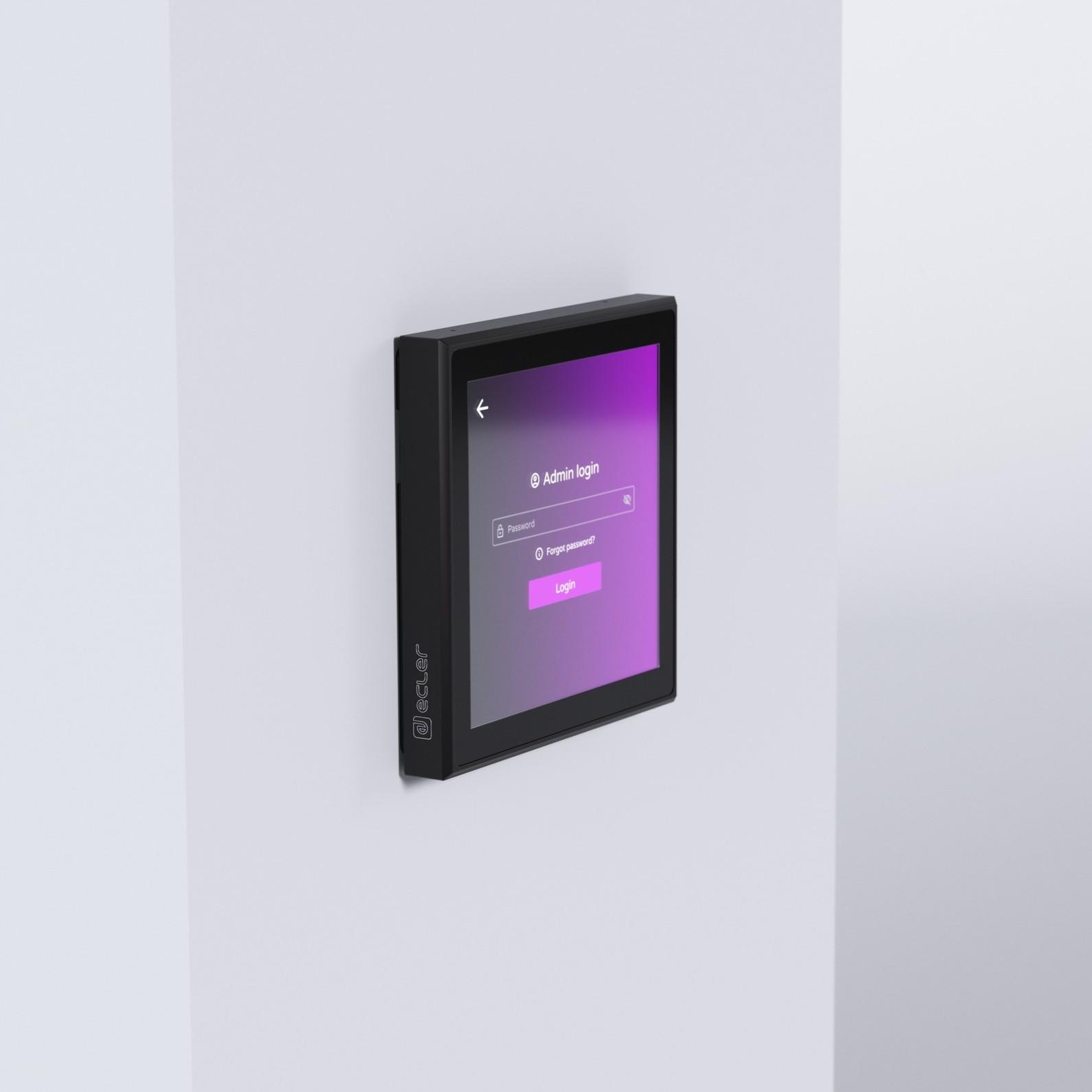 Ecler PULSO-4 digital control touch panel, fitted to a wall