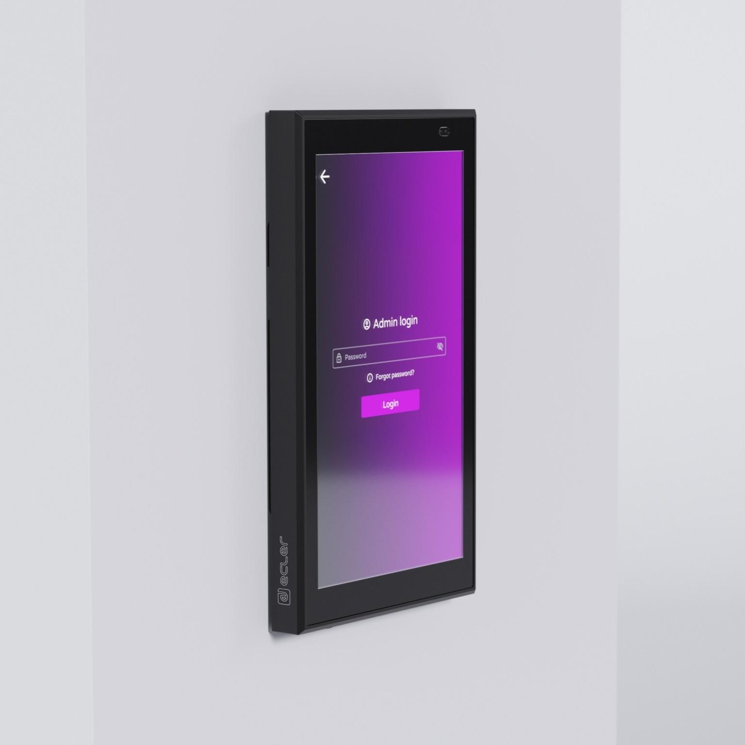 Ecler PULSO-6 digital control touch panel, fitted to a wall