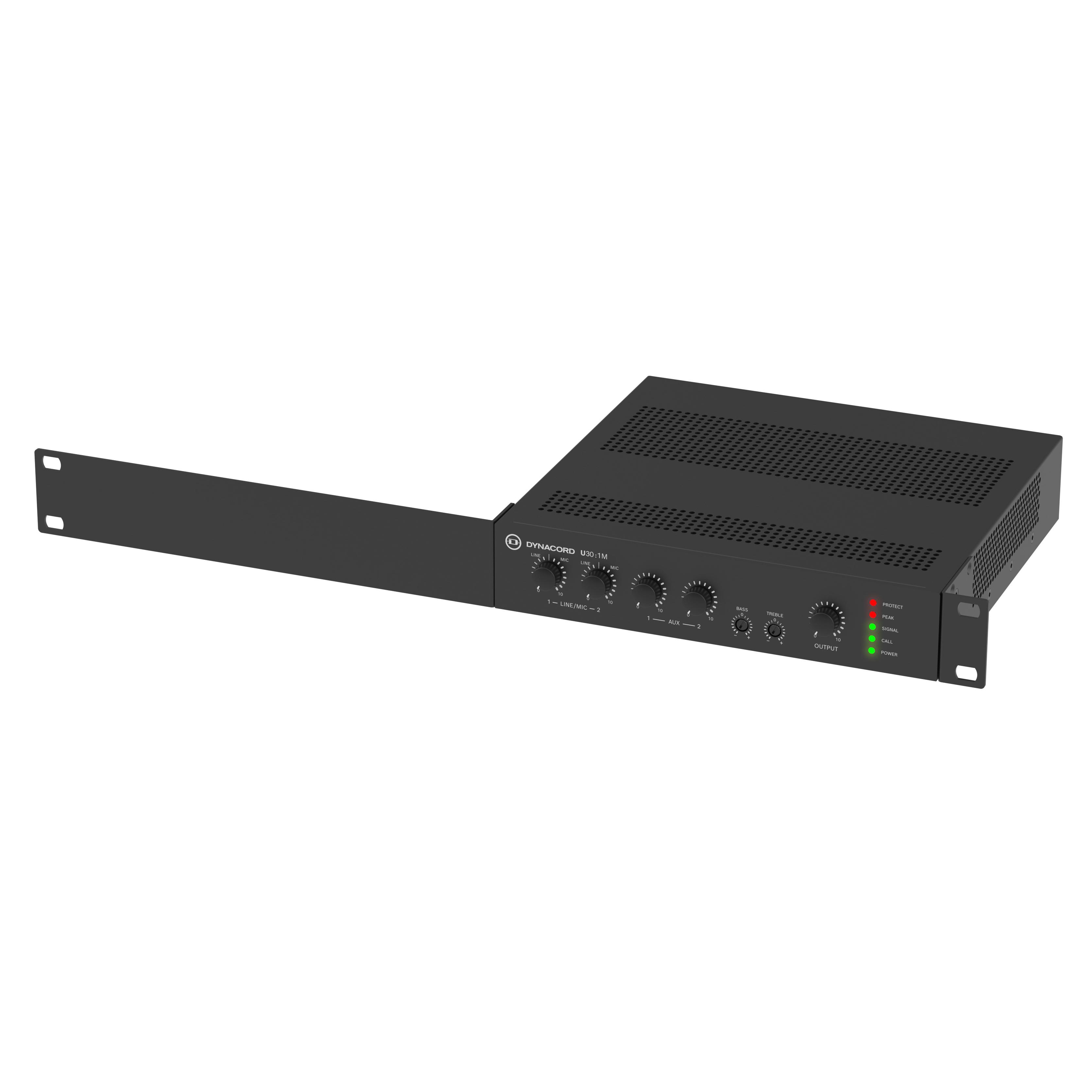 Dynacord U30:1M, 4 Input Mixer Amplifier, Shown with Rack Mount Bracket Fitted