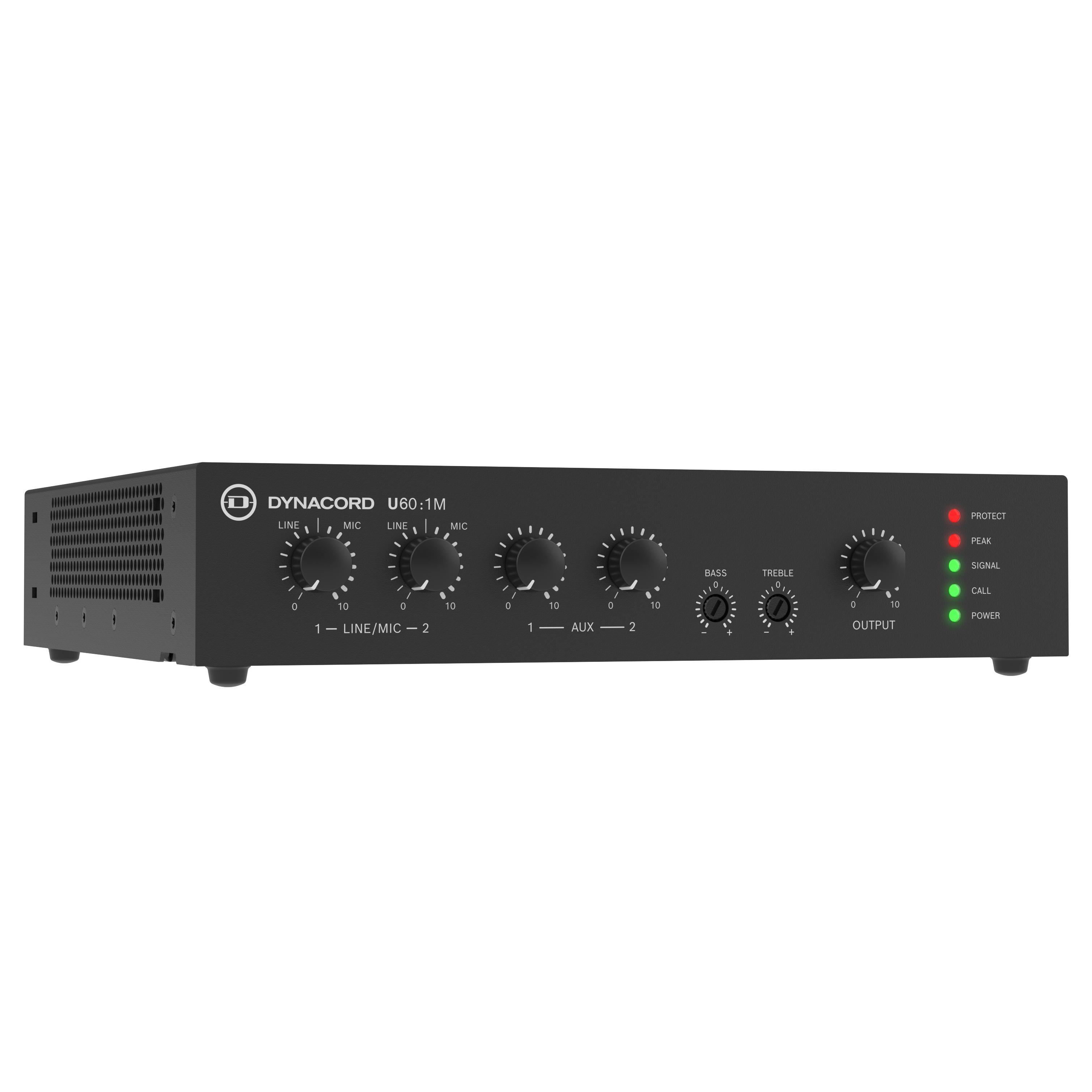 Dynacord U60:1M, 4 Input Mixer Amplifier, Front Angled View