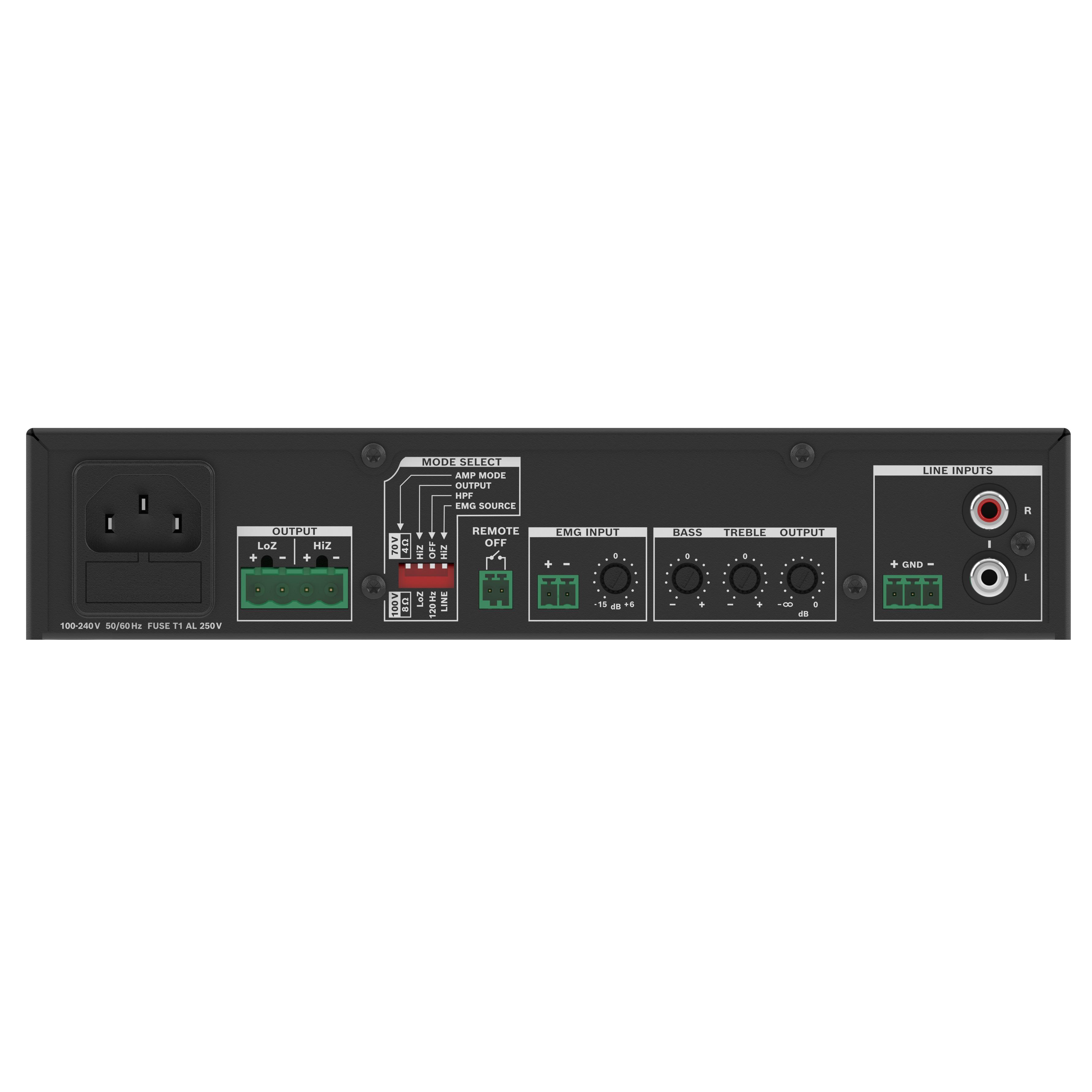 Dynacord U240:1, Single Channel Power Amplifier, View of Rear Panel